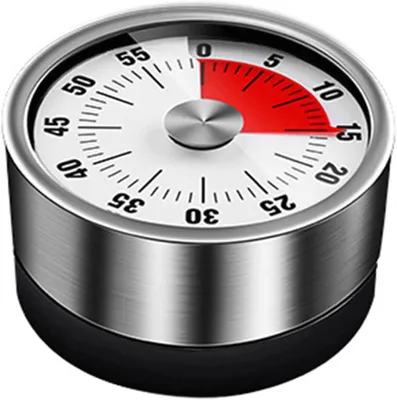 Imagen del producto de Temporizador de cocina mecánico, 60 minutos, de acero inoxidable, para la cocina