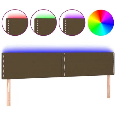 Image de vidaXL Tête de lit LED brun foncé 200x5x78/88 cm Tissu