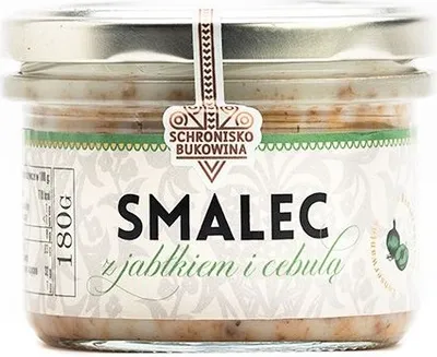 Zdjęcie produktu dla Smalec z jabłkiem i cebulką mały 180g - Schronisko Bukowina