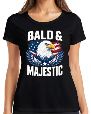 Produktbild von Bald And Majestic Adler USA Flagge American Eagle Weißkopfseeadler Damen T-Shirt, Schwarz, 3XL