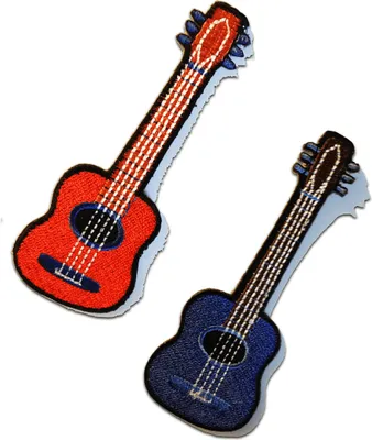 Produktbild von Gitarre - Aufnäher, Bügelbild, Aufbügler, Applikationen, Patches, Flicken, Zum Aufbügeln, Größe: 10 x 3.8 cm