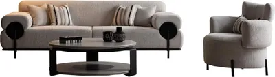 Produktbild von Couchgarnitur Weiß Sofa 3 sitzer Couchtisch Sessel Couch Wohnzimmer Set