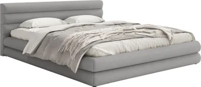 Produktbild von Selsey ALEGRE – Polsterbett mit Chenille-Bezug und Stauraum, Hellgrau, 160x200 cm