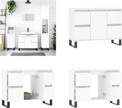 Obrázok produktu pre vidaXL Kúpeľňová skrinka biela 80x33x60 cm materiál na báze dreva - Kúpeľňová skrinka - Kúpeľňové skrinky - Skrinka do kúpeľne