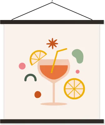 Produktbild von MuchoWow® Textilposter Cocktail - Obst - Sommer 40x40 cm mit schwarzem Rahmen - Fotos