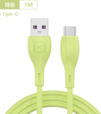 Produktbild von 1m/2m Tpe weicher Gummi Datenkabel Kupferkern gute Robustheit für Typ-c-Gerät Schnittstelle Grün 1M