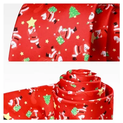 Produktbild von Lustige Weihnachtskrawatte für Herren mit Einstecktuch Set