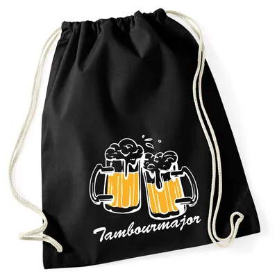 Produktbild von Huuraa Turnbeutel Tambourmajor Spielmannszug 12 Liter Black Baumwolle Rucksack Geschenkidee