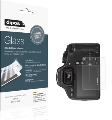 Produktbild von 2x Schutzfolie für Canon EOS 550D matt - Anti-Shock 9H Folie dipos Glass Kunststoffglas