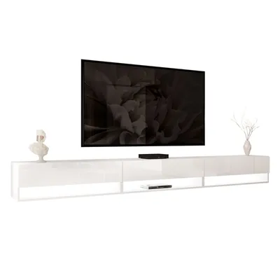 Obrázek produktu pro RTV nástěnná skříňka CALANTE 270 cm s LED osvětlením bílá / bílý vysoký lesk