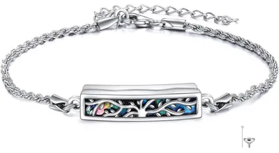 Productafbeelding van Asbakarmband, as van overledene, zilver, crematie, hanger, dames, levensboom