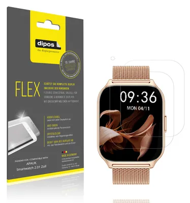 Produktbild von 2x Schutzfolie für APAUK Smartwatch 2.01 Zoll Folie, 100% Displayabdeckung, dipos Flex