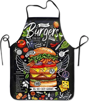 Produktbild von Küchen Schürze Digitaldruck, Wasserdicht, Ölbeständig, Pizzamuster, Polyester, 80x60 cm, ärmellos