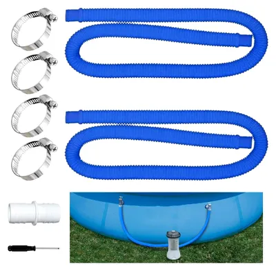 Produktbild von Poolschlauch 32 mm, 2 Stück, Schwimmbadschlauch mit 4 Metallklemmen und 1 Schlauchverbinder, Poolfilterschlauch, Poolpumpenschlauch für oberirdische Pools