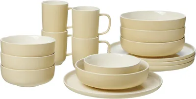 Servies Set 16-teilig Vanille Steingut, spülmaschinengeeignet