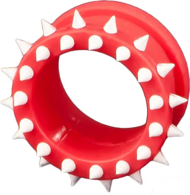 Produktbild von viva-adorno 1 Stück 14mm Flesh Tunnel Plug Ohr Piercing Spikes Silikon flexibel verschiedene Farben Größe 4 - 26mm Z109,rot / weiß
