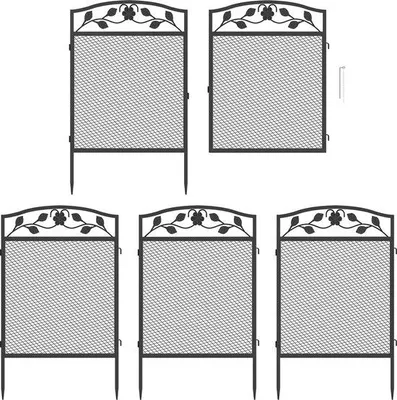 Obrázok produktu pre Mason® – Záhradný plot – Oplotenie – Kovové záhradné plotíky – Výbeh pre psov – Ohraničujúci plot – Pre zvieratá – 5 ks – Kov – Nerezové – 60 x 110