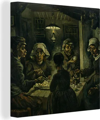 Obrázek produktu pro OneMillionCanvasses® - Obraz na plátně - Jedlíci brambor - Vincent van Gogh, nástěnná malba, nástěnné dekorace obrazy obývací pokoj, 50x50cm