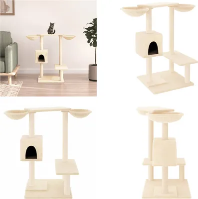 Produktbild von vidaXL Kratzbaum mit Kratzsäulen Creme 82 cm - Kratzbaum - Kratzbäume - Katzenturm - Katzenmöbel