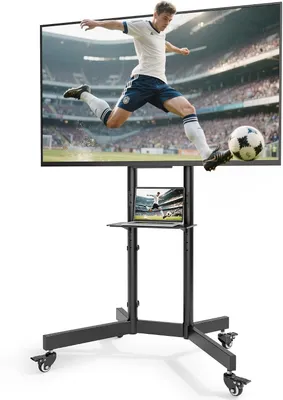Imagen del producto de Soporte para televisor con ruedas, ajustable de 81 a 216 cm, capacidad de carga: 90 kg