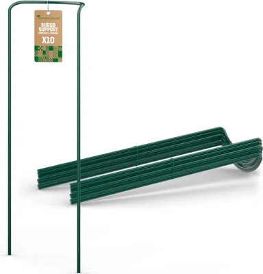 Produktbild von Beschichtete Stahlpflanzenstützen (10 Stück) - Feste Pflanzenstütze Halbrund 100cm x 40cm - Blumenstütze für Hortensien und Rosen