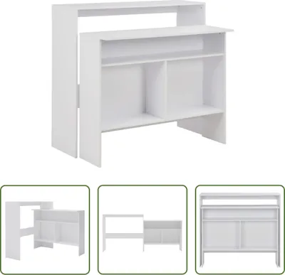 Immagine prodotto di The Living Store Tavolo bar con 2 piani bianco 130x40x120 cm