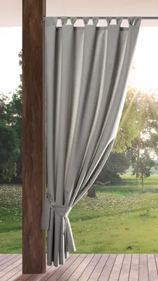 Image de Eurofirany Garden Rideau d'extérieur avec écharpe à passants- 1 pc. Rideau à boucles amovibles, protection solaire, coupe-vent, imperméable, pour pavillon, terrasse, pergola, 155x220 cm, Gris clair