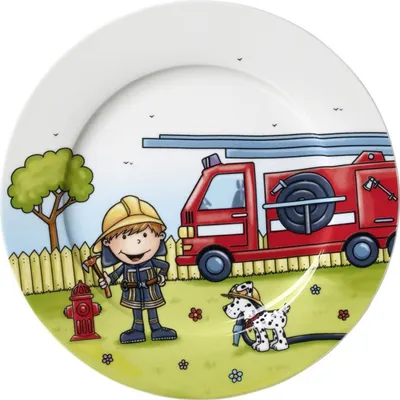 Zdjęcie produktu dla Ritzenhoff & Breker talerz śniadaniowy "FEUERWEHRMANN BERNIE" wykonany z porcelany, można myć w zmywarce, średnica: 190 mm - 6 sztuk (427066)