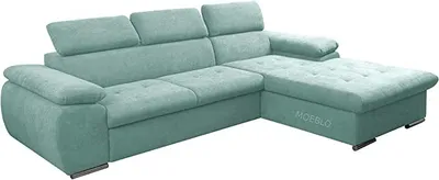 Produktbild von Ecksofa mit Schlaffunktion und Bettkasten, Couch für Wohnzimmer, Schlafsofa Sofagarnitur Sofa Eckcouch L-Form Wohnlandschaft mit Bettfunktion NILUX (Eckosfa NILUX Mintgrün) 284 x 196 x 78 cm, Rechts Ottomane