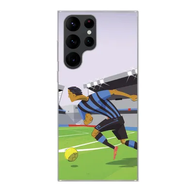 Produktbild von MuchoWow® Handyhülle Schutzhülle Hülle für Samsung Galaxy S22 Ultra Eine Illustration von Spielern, die in einem Stadion Fußball spielen - Junge - Mädchen - Kinder Silikon Softcase Handy Hülle - Abbildung