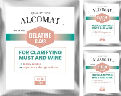 Alcomat GELATINE Clear 3x 5g önologische Gelatine - Hochwertiges Weinklärmittel, Schönungsmittel für Most & Wein, schnelle Löslichkeit