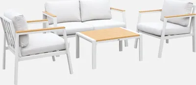 Produktbild von sweeek - Gartenlounge-Set aus Aluminium und Polywood, 4-Sitzer - Weiß