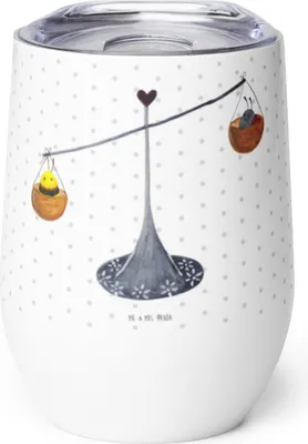 Produktbild von Mr. & Mrs. Panda Thermobecher Sternzeichen Waage - Weiß - Geschenk, glühweinbecher, thermosbecher, Thermo Becher, Marienkäfer, Biene, Gleichgewicht, Hummel, Isolierbecher