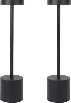 Produktbild von Metall Tischlampe, Dimmbare LED Schreibtischlampe mit 3 Lichtfarben Wiederaufladbare Nachttischlampe,Eisen Schreibtischlampe kreative Nachtlicht dekorative Beleuchtung (2PCS Schwarz)
