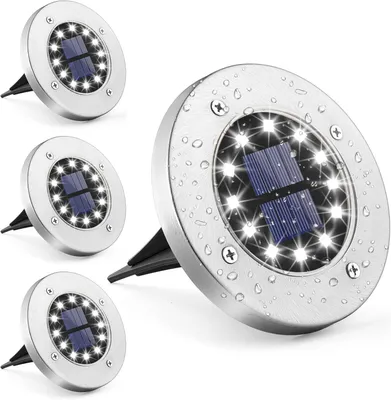 Produktbild von Gartenleuchte, Solarleuchten für den Garten, 4 Stück 12 LEDs Solar Bodenleuchten für den Außenbereich, IP65 Waseerdicht, Weiß