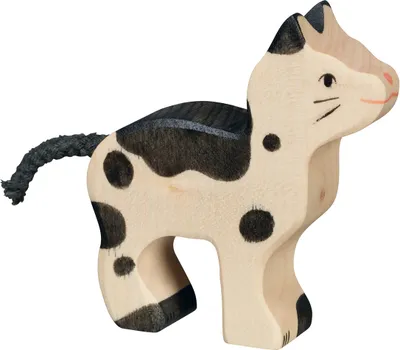 Produktbild von Holztiger Katze schwarz und weiß Holzfigur