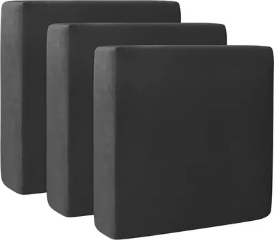 Image de 3 Housses de coussin de canapé stretch Velours doux Coussin de canapé Protection de meuble pour canapé Siège，Noir