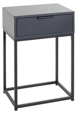 Konsole Anthrazit/Schwarz, Metall/Spanplatte, mit Schublade, 40x60x28 cm