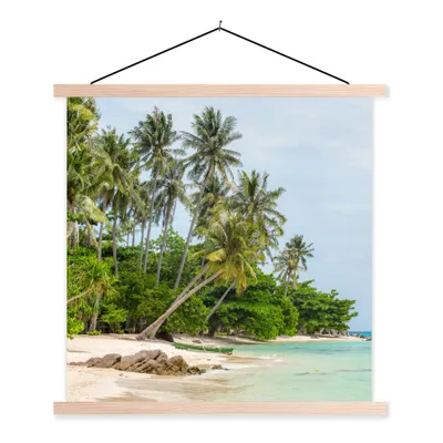 Produktbild von MuchoWow® Textilposter Palmen - Strand - Sommer - Tropisch 60x60 cm mit holzfarbenen Rahmen - Wanddekoration