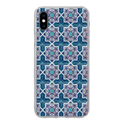 Produktbild von MuchoWow® Handyhülle Schutzhülle Hülle für iPhone Xs Ein marokkanisches Mosaikfliesenmuster, bei dem hauptsächlich die Farbe Blau verwendet wird Silikon Softcase Handy Hülle - Handytasche