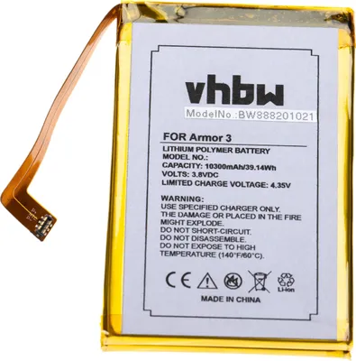 Produktbild von vhbw Akku kompatibel mit Ulefone Armor 3 Handy Smartphone Telefon (10300 mAh, 3,8 V, Li-Ion)