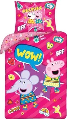 Zdjęcie produktu dla Poszwa na kołdrę Świnka Peppa Wow! - 140 x 200 cm + 70 x 90 cm - bawełna