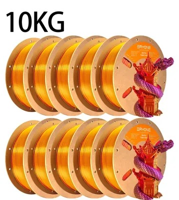 Produktbild von Tri-Color Silk PLA Filament - 3D-Drucker Filament 1,75 mm - 10 Kg Vorratspack - Seidenglänzender Dreifarbverlauf - Für FDM 3D-Drucker - Rot Lila Gold