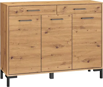 Produktbild von Kommode NEVIO Sideboard 120x33x94cm Artisan Eiche 3-türig