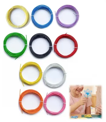 PLA-Filamentset 1,75 mm, 10 Farben, 50 m, für 3D-Stift und Drucker