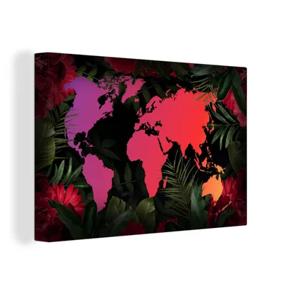 Obrázek produktu pro OneMillionCanvasses® Malba na plátně Nástěnná malba na plátně - Mapa světa - Barvy - Džungle - 150x100cm