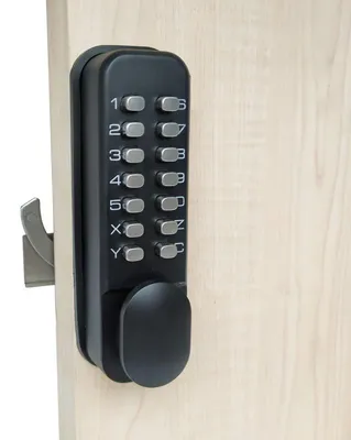 Image de Verrou de porte coulissante numérique avec code simple, sans clé, de couleur noire