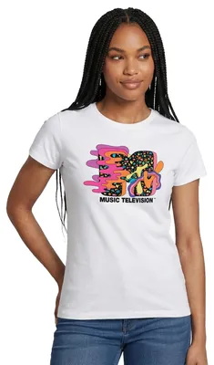 Produktbild von Spreadshirt MTV Music Television Buntes Trippy Logo Frauen T-Shirt, S, Weiß