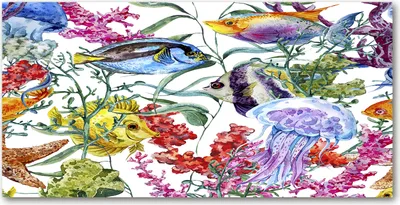Produktbild von Tulup Glas-Bild -140x70- Wandkunst Dekorative Wand für Küche & Wohnzimmer - Tiere - Korallenriff - Mehrfarbig