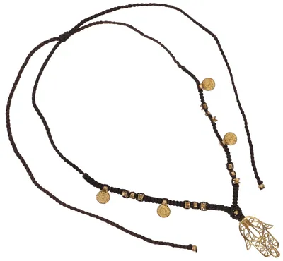 Produktbild von Boho Makramee Kette, Elfenschmuck - Fatimas Hand/braun, Baumwollfäden,Messing, 3*2,5*0,2 cm, Ketten & Modeschmuck für den Hals